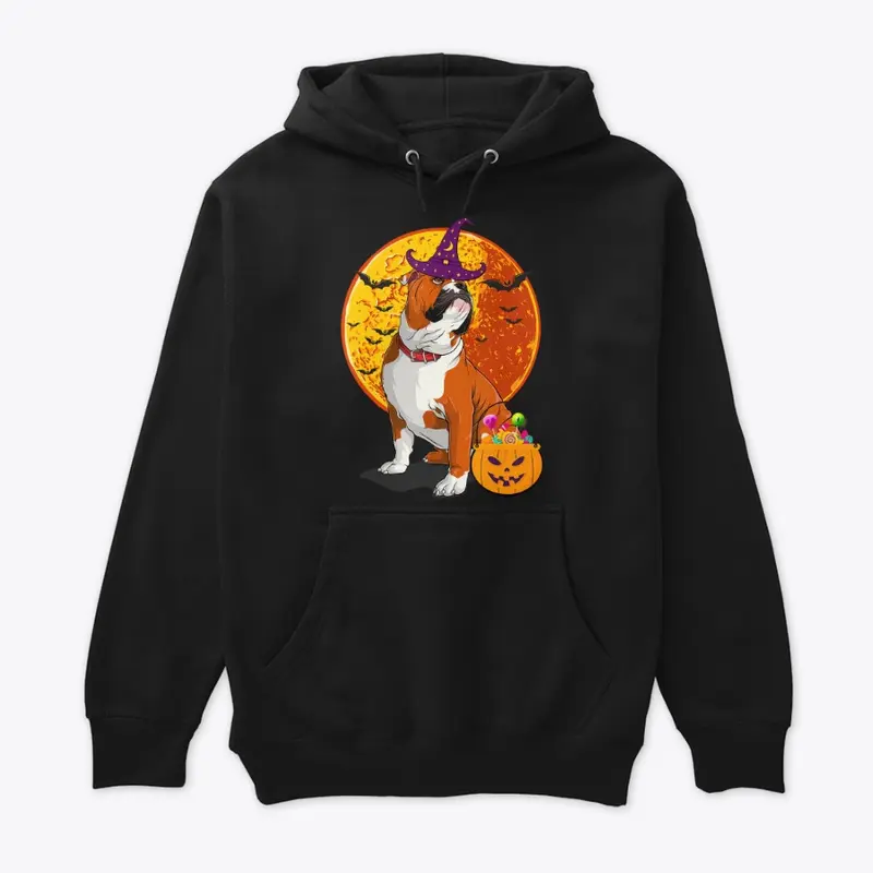 English Bulldog Halloween Witch T-shirt