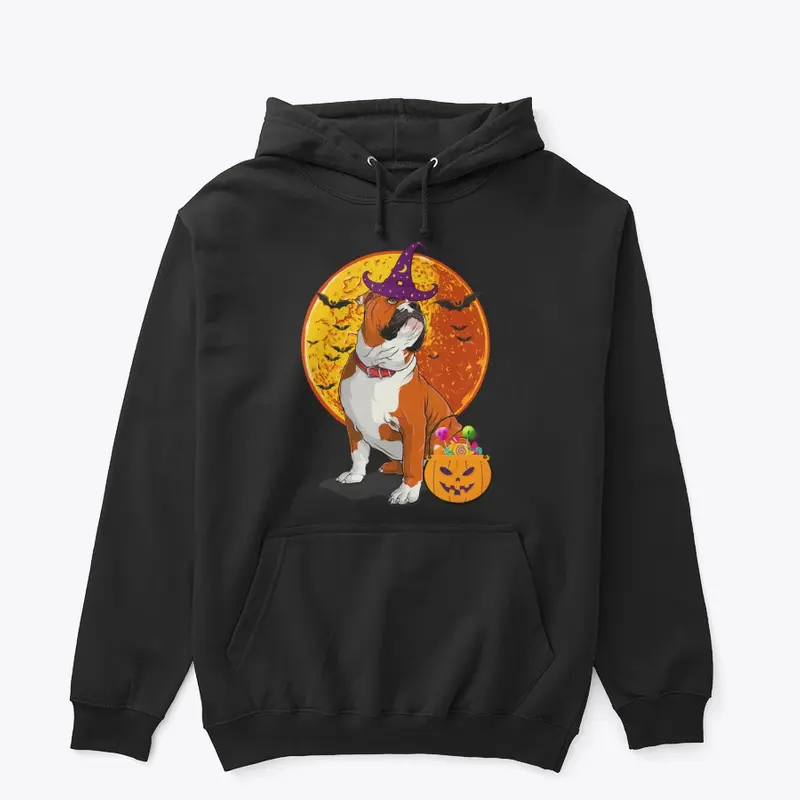 English Bulldog Halloween Witch T-shirt