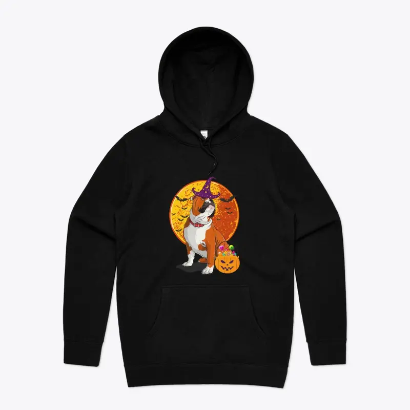 English Bulldog Halloween Witch T-shirt