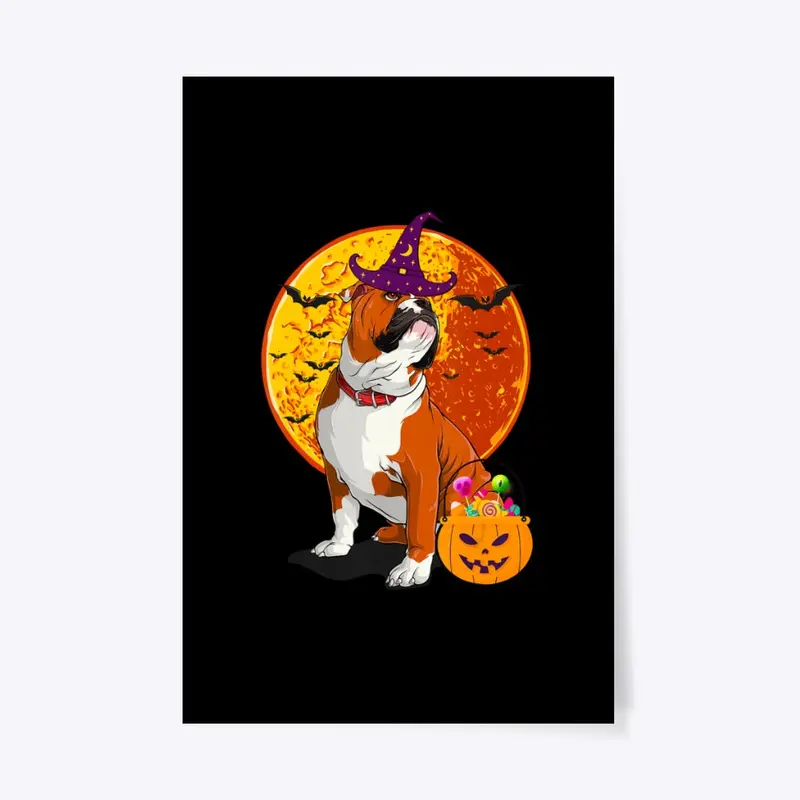 English Bulldog Halloween Witch T-shirt