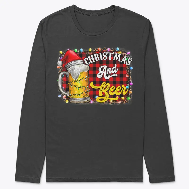 BEER CHRISTMAS MUG SANTA XMAS LIGHTS