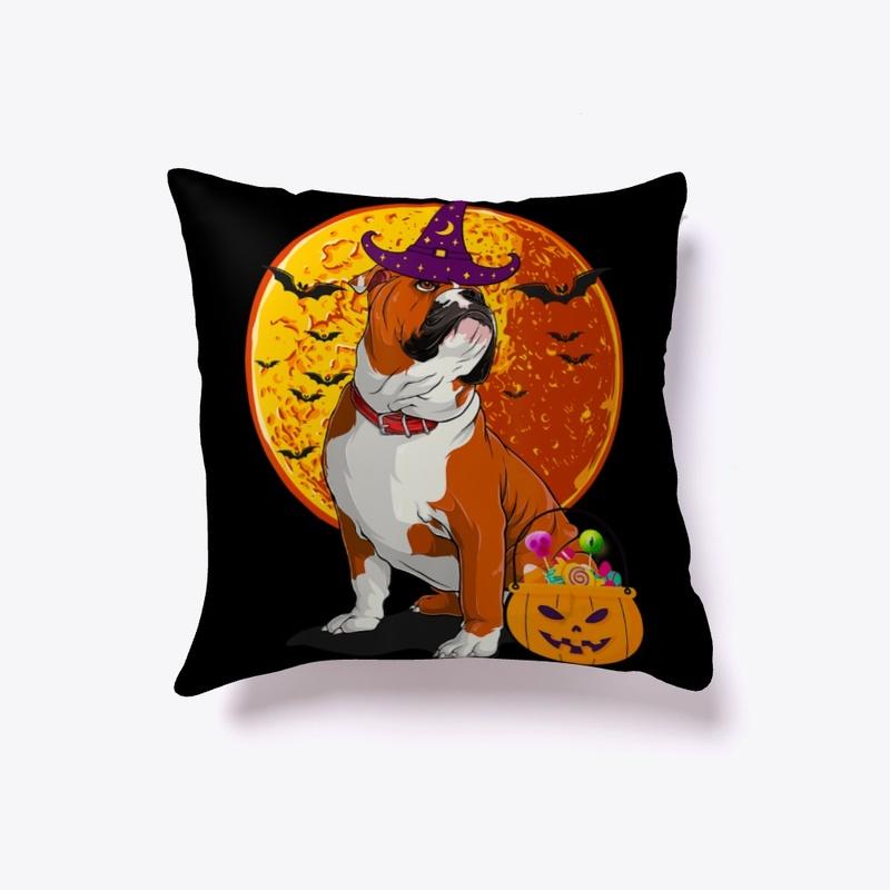 English Bulldog Halloween Witch T-shirt