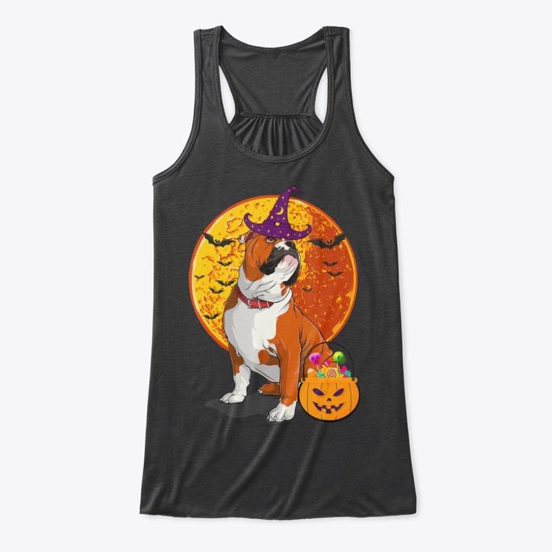 English Bulldog Halloween Witch T-shirt