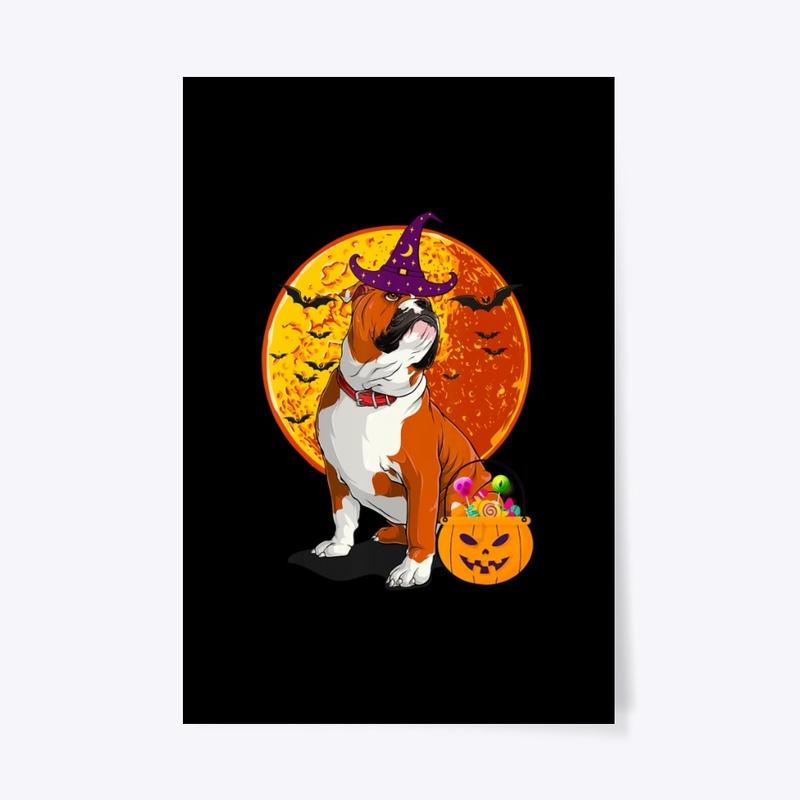 English Bulldog Halloween Witch T-shirt