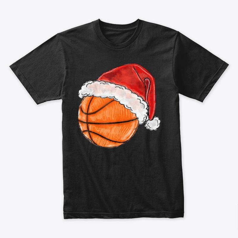 BASKETBALL WITH SANTA HAT CHRISTMAS BASK